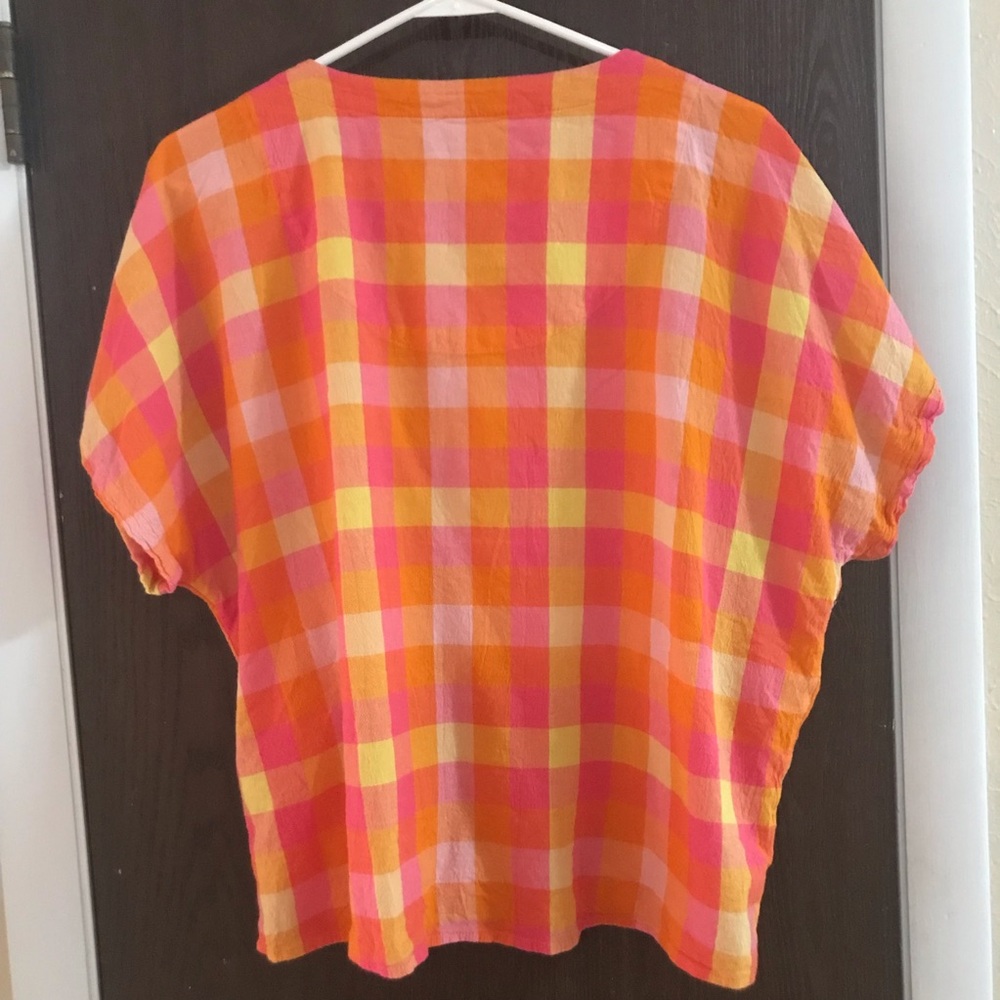 Plaid Button-Down Tie-Front Top - Picture 6 of 7